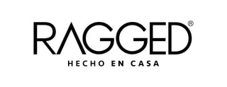 RAGGED brand logo with Hecho en Casa tagline in black text